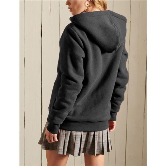 Women's Full Zip Up Sherpa Lined Hoodie Jacket Charcoal - Picture 6 of 7